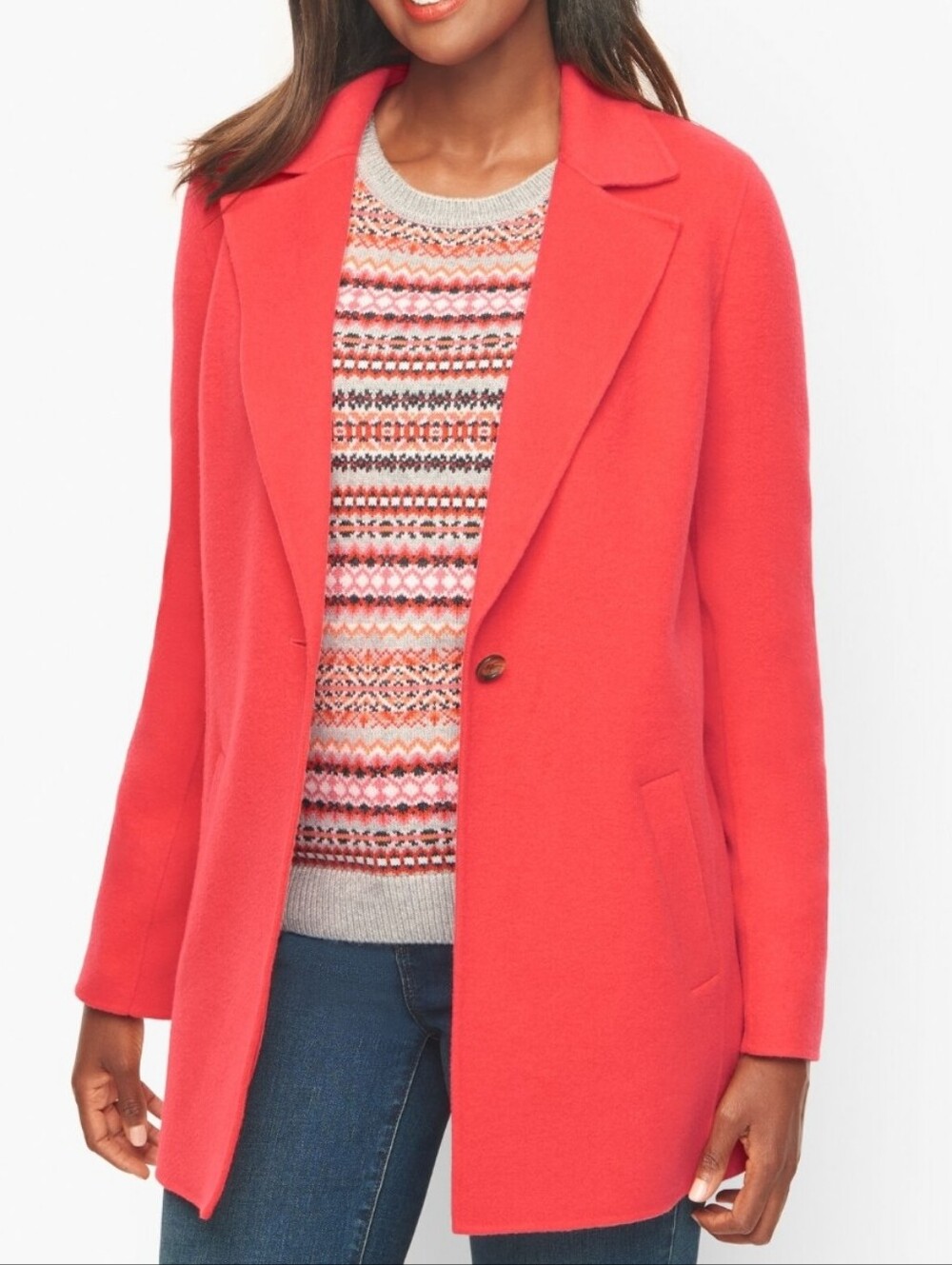 TALBOTS DOUBLE FACED BOILED WOOL BLEND BLAZER Size 24W